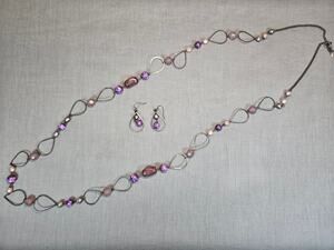 Premier Designs Rhapsody Purple Bead Mix Necklace & Earring Set